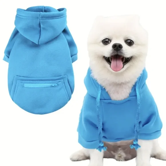 Small Dog Hoodie Sweatshirt, Size L  Red or Blue - Picture 2 of 8